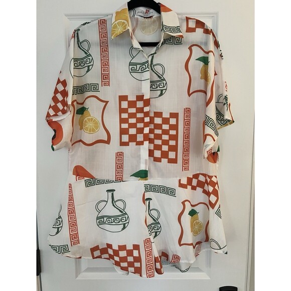 Petal And Pup Sebastian Romper Playsuit Orange And White Fruit Print Small EUC - Picture 3 of 7